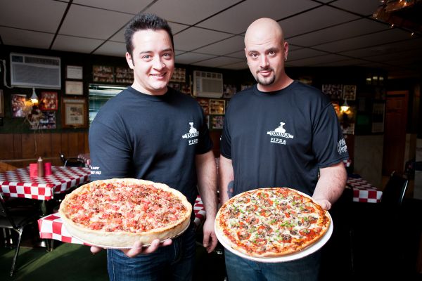 Deep dish and thin crust pizza
